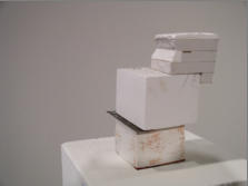 SCULPTURE WITH SHIMS, 3.5 x 3.5 x 6 - Plaster, screen wire, copper, wood, sheetrock